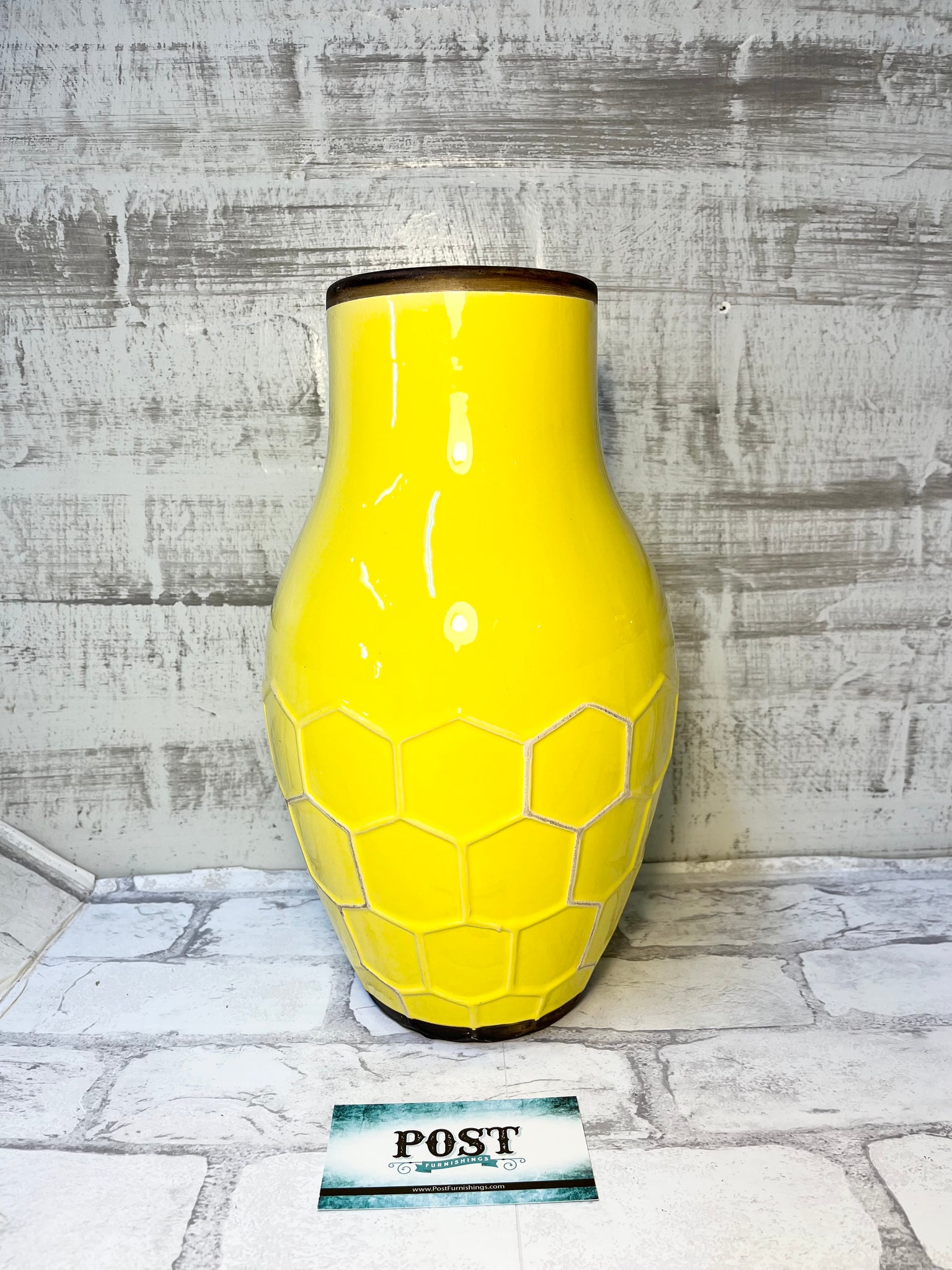 Honeycomb Yellow Clay Vase