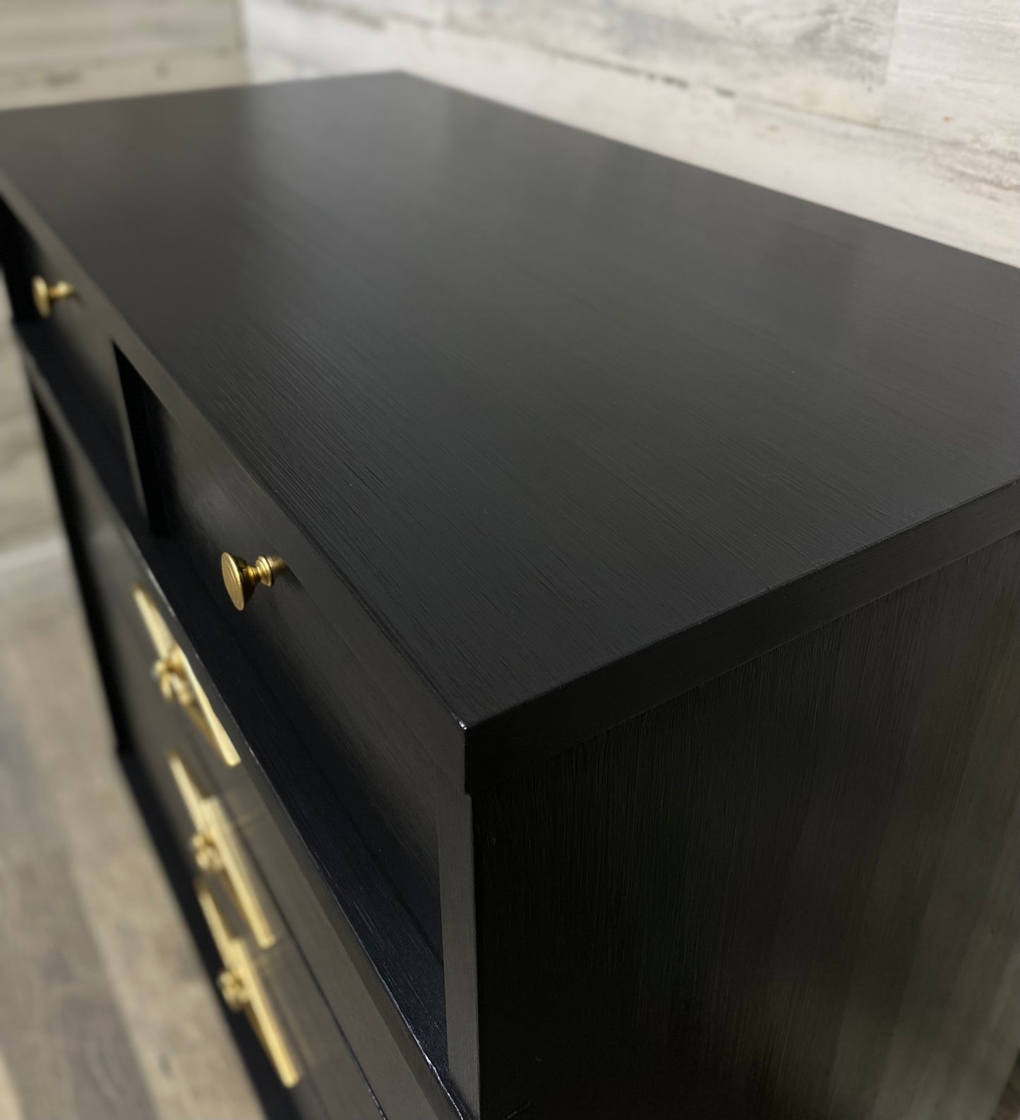 Mid Century Black & Gold Dresser