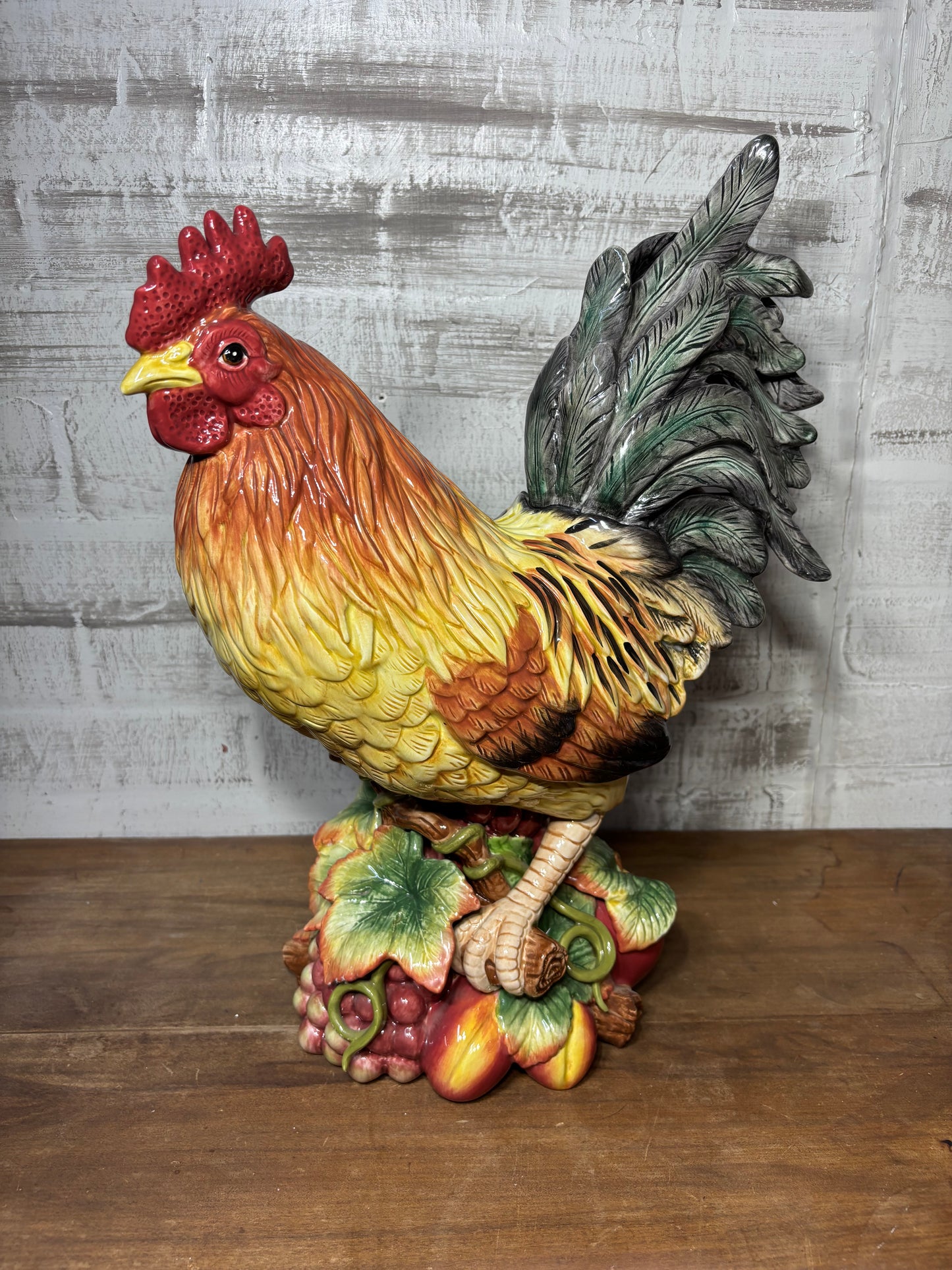 Fitz And Floyd Ceramic Rooster On Fruit
