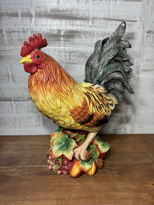 Fitz And Floyd Ceramic Rooster On Fruit