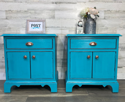 Matching Set Of 2 Teal Nightstands