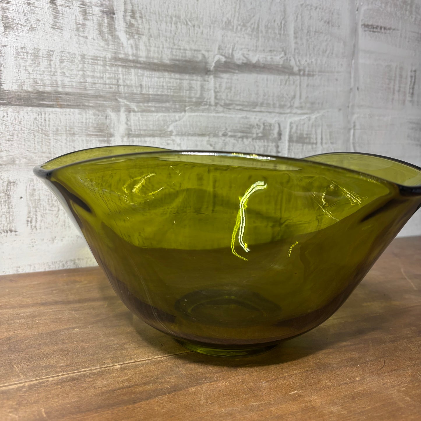 Vintage Indiana Glass Olive Green Large Bowl