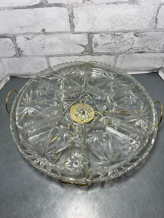 Anchor Hawking Rotating Glass Relish Chip and Dip Tray