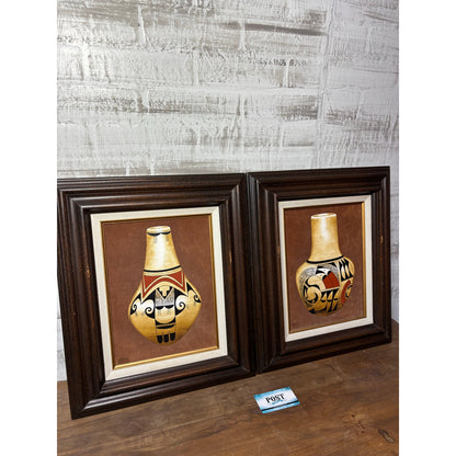 Erv Johnson Hopi Acoma Pottery Acrylic Painting Set Aztec Tribal