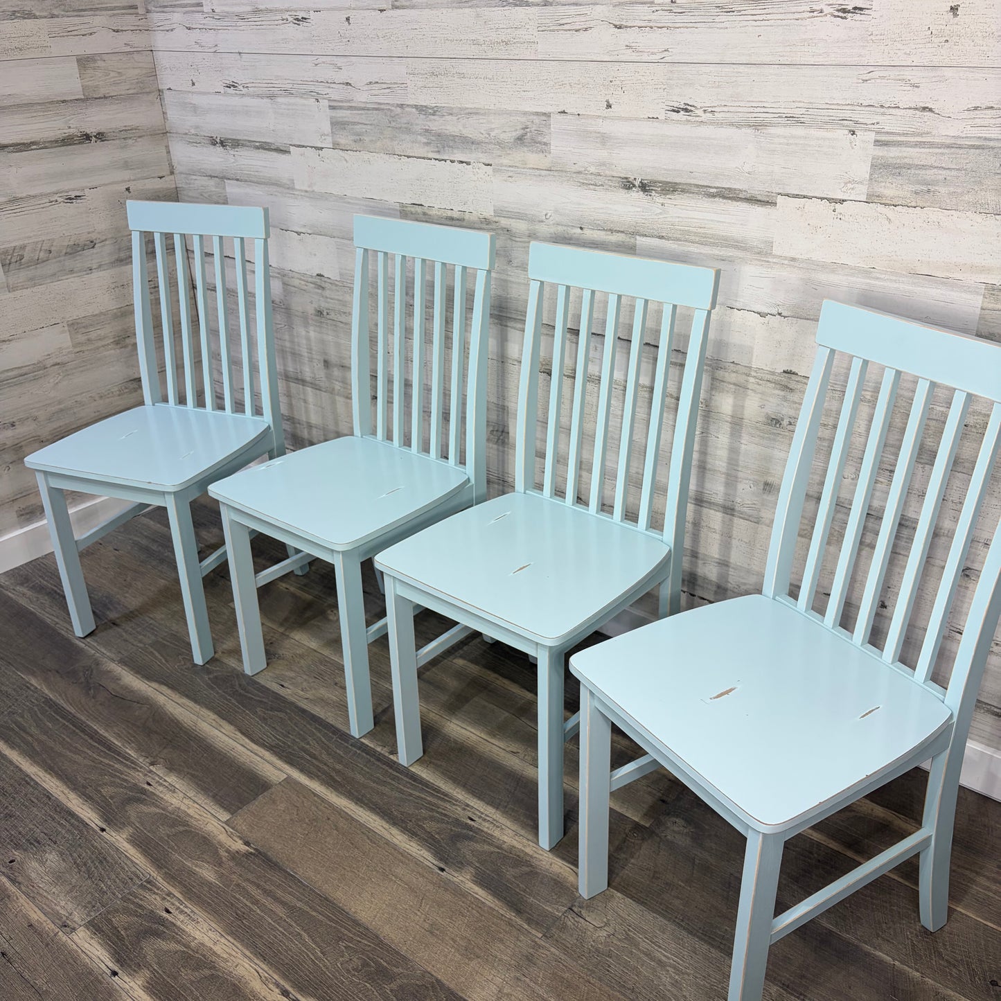 Set Of 4 Light Blue Dining Chairs
