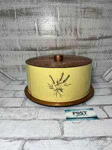 Vintage Decoware Cake Carrier Copper Cream Metal Tin