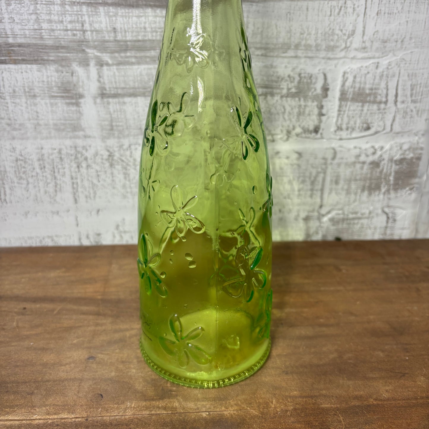 Green Floral Glass Vase