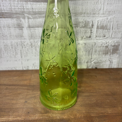 Green Floral Glass Vase
