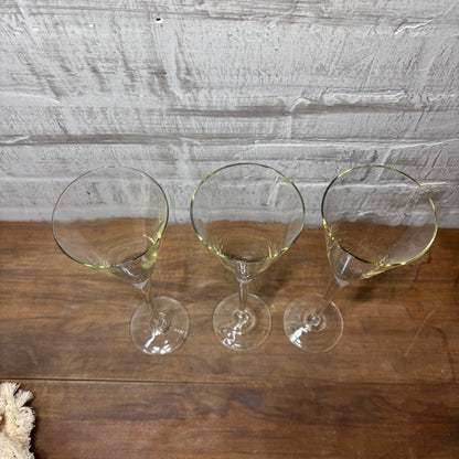 Vintage Tall Crystal Fluted Champagne Glasses Set Of 3