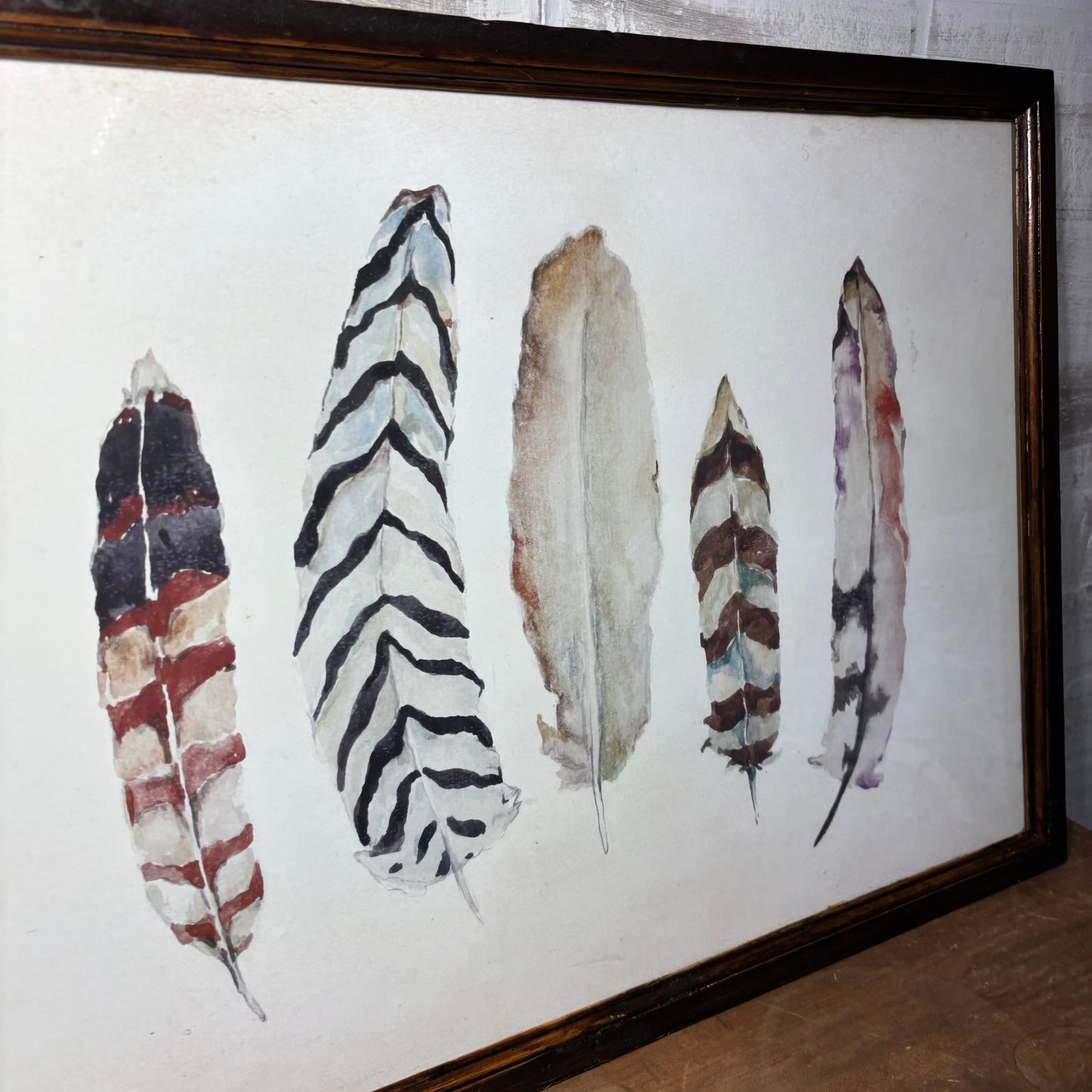 Boho Feather Watercolor Framed Art