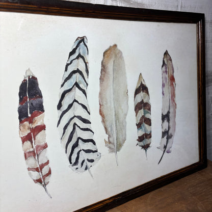 Boho Feather Watercolor Framed Art
