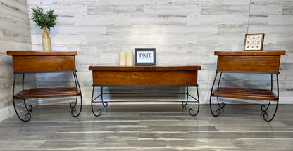 Set Of 3 Rustic Coffee & End Table Set