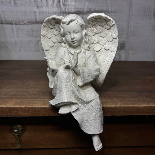 Indoor Outdoor Angel Holding A Bird Statue