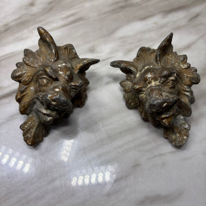 Vintage Brass Lion Head Drawer Pulls