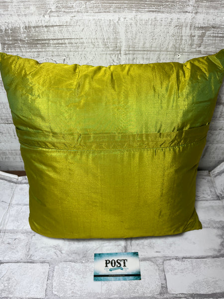 Sparkly Leaf Silk Green Throw Pillow