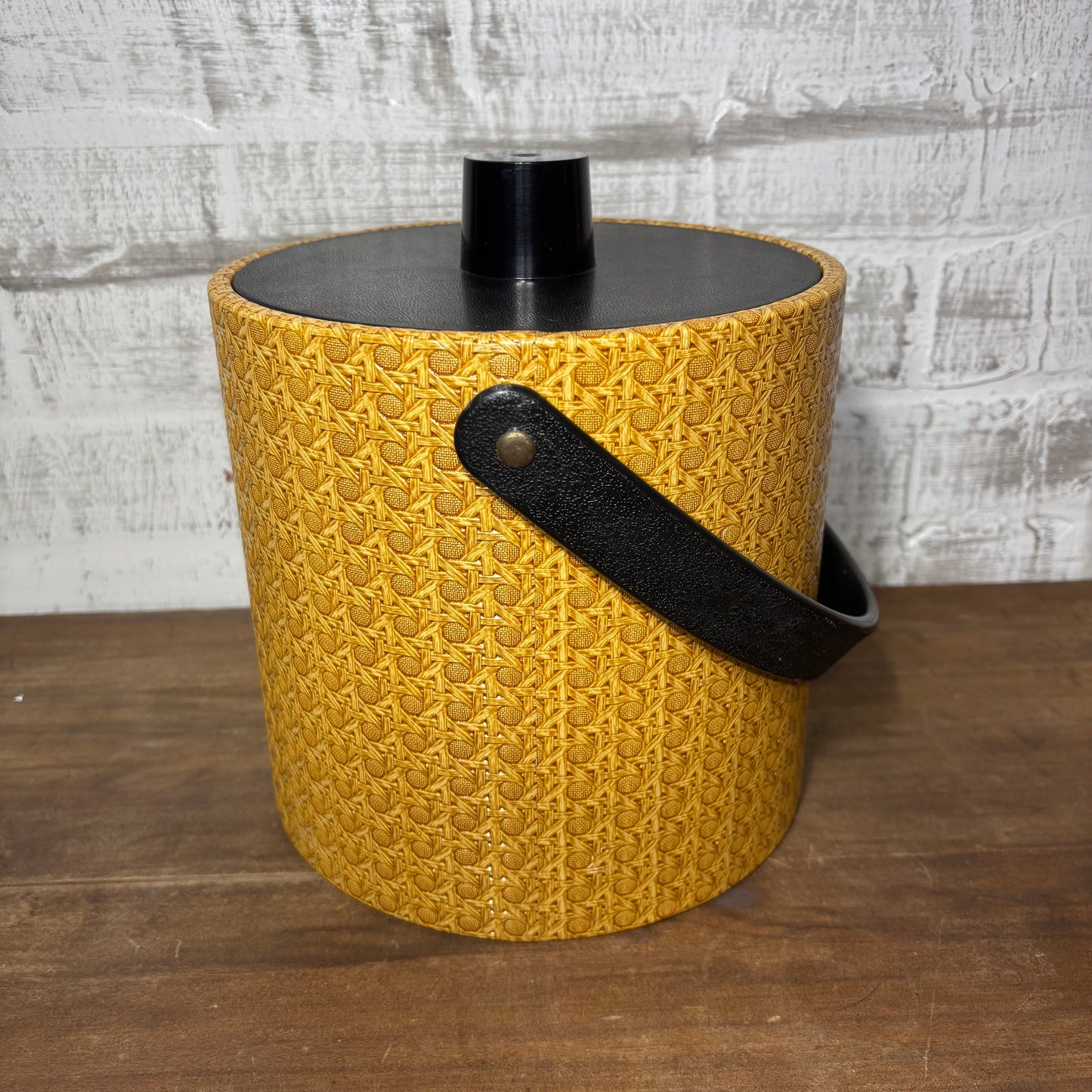 Vintage Irvinware Wicker Rattan Cain Ice Bucket