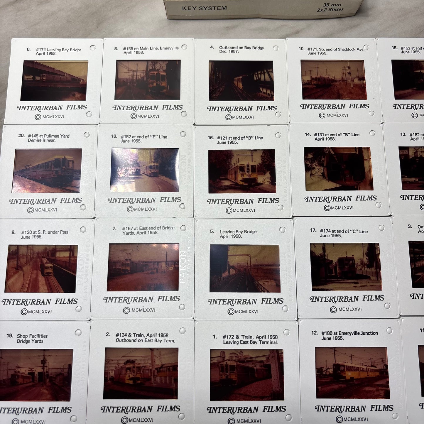 Vintage Boxed Set of 20 35mm “The Bay Area’s Key System” Interurban Film Slides