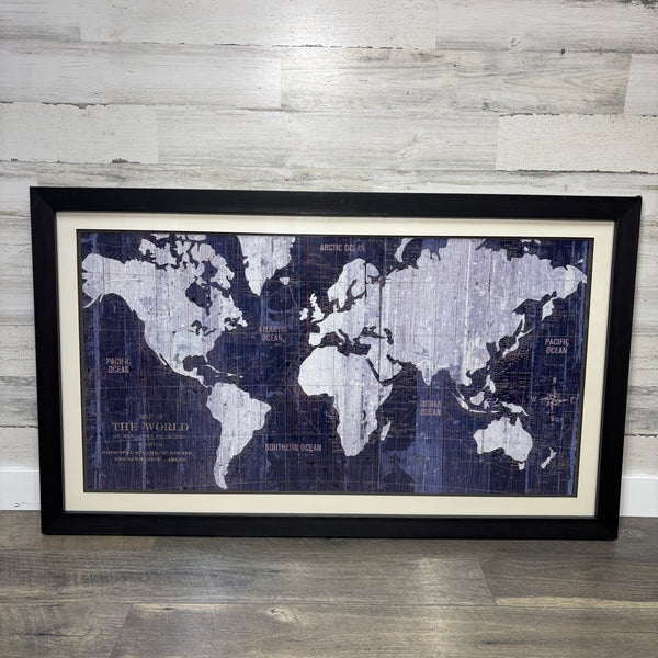 Mercator Projection World Map Shadowbox Wall Art