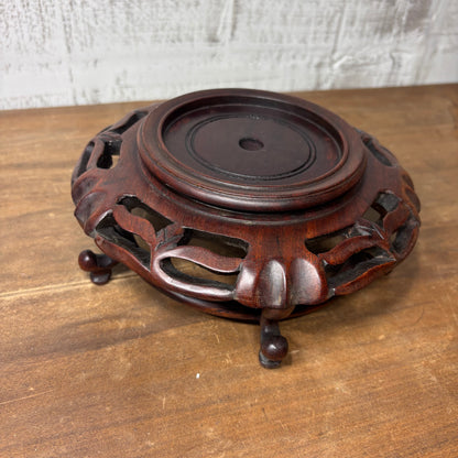 Vintage Chinese Wood Base Footed Stand