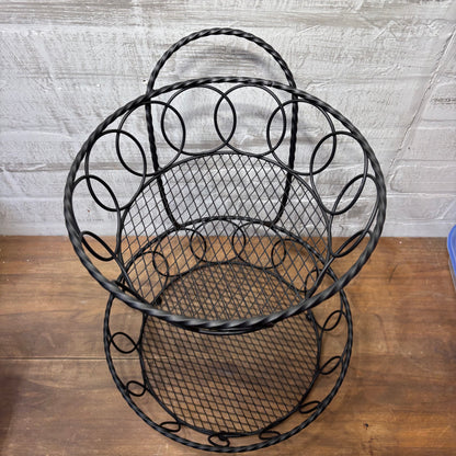Metal Black Two Tier Fruit Basket