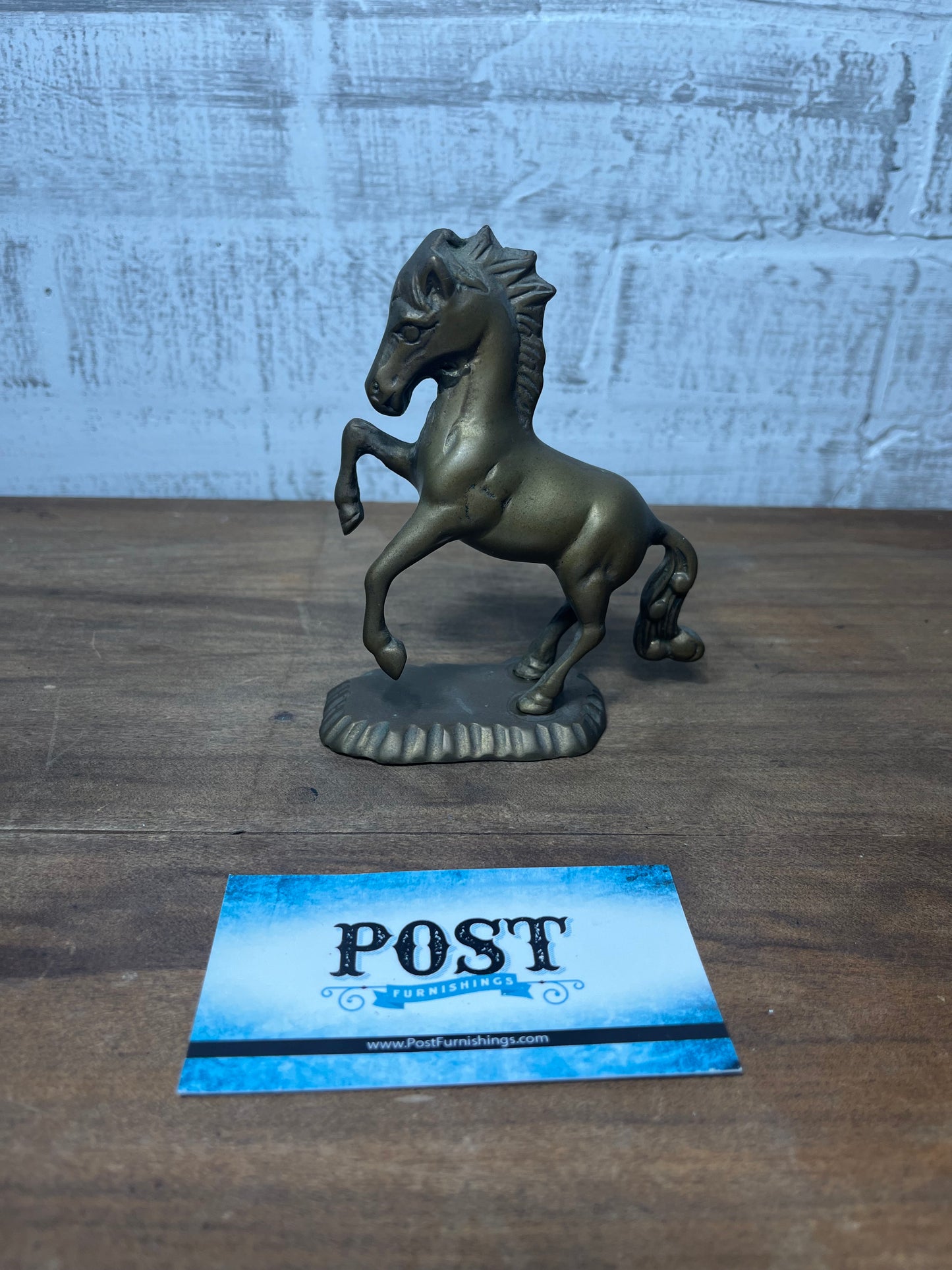 Vintage Solid Brass Rearing Horse Figurine