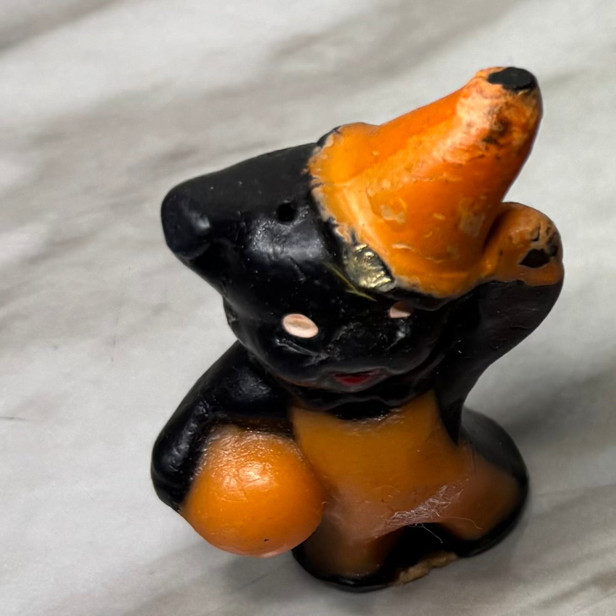Vintage Gurley Black Cat W/ Pumpkin Halloween Candle