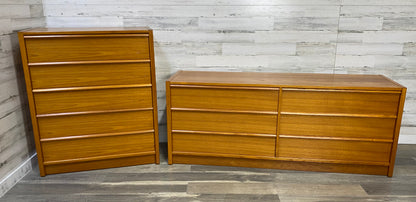 Danish Teak 2pc Dresser Set Jasper