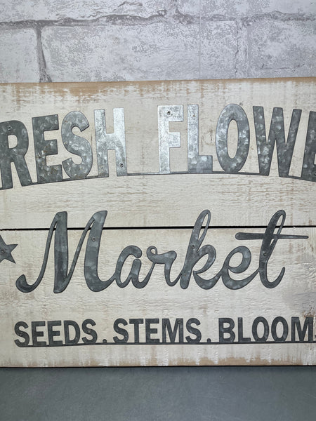 “Fresh Flower Market” Galvanized Sign