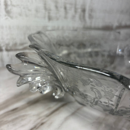 Vintage Fostoria Glass Etched Footed Serving Bowl