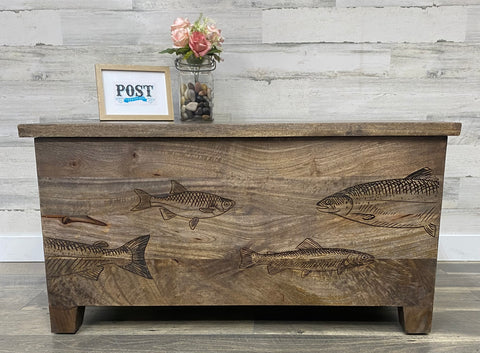 Wood Carved Fish Coffee Table/ Chest