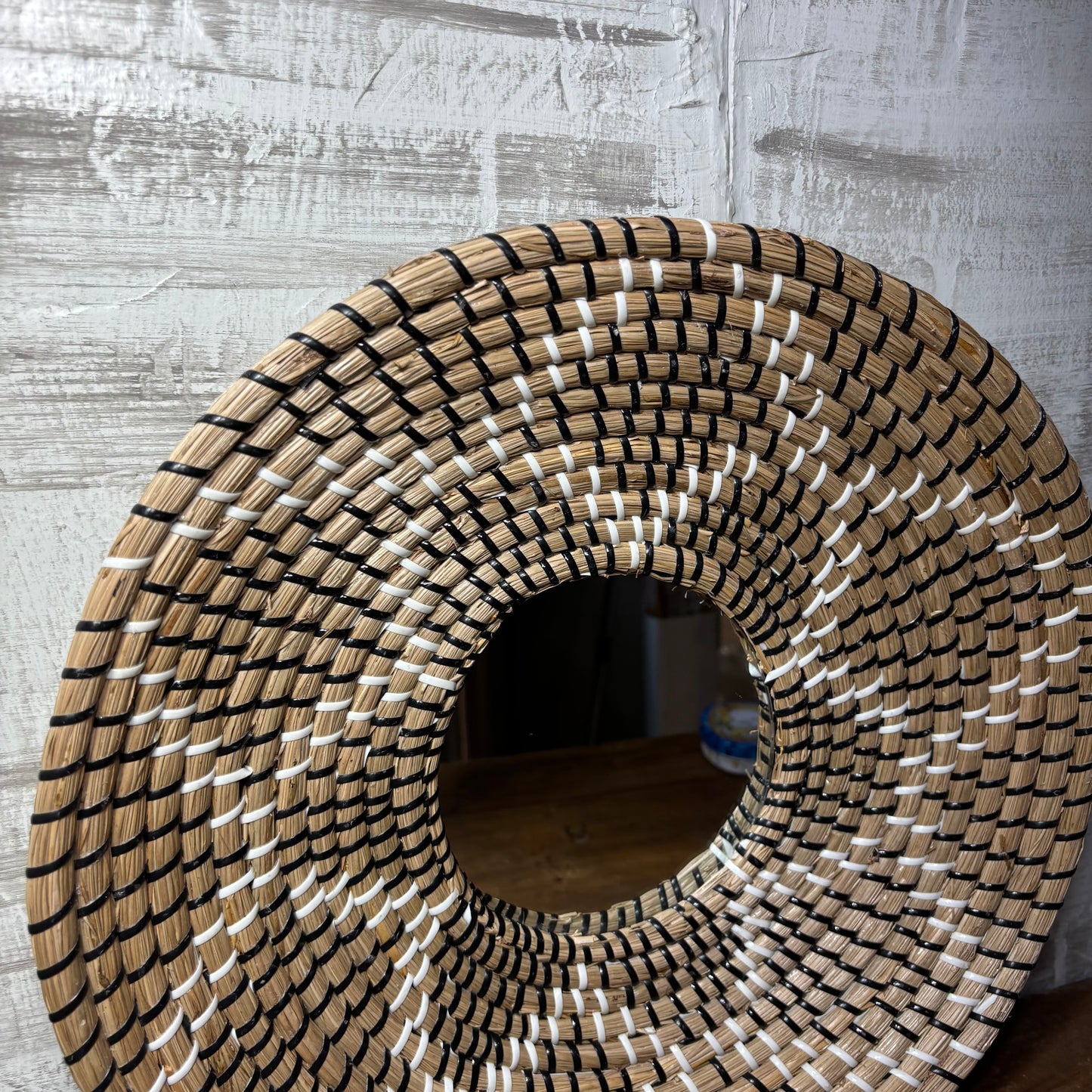 Boho Woven Circular Mirror