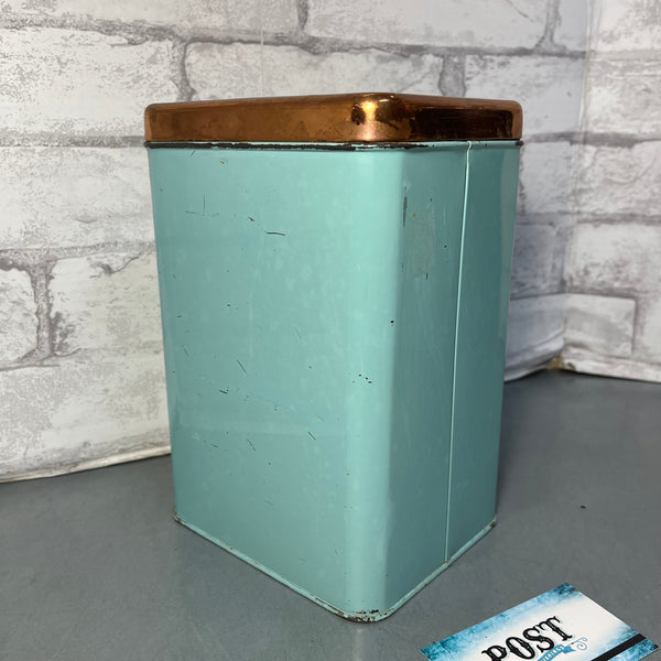 Vintage Lincoln Beautyware Turquoise And Copper Canister Set Of 3