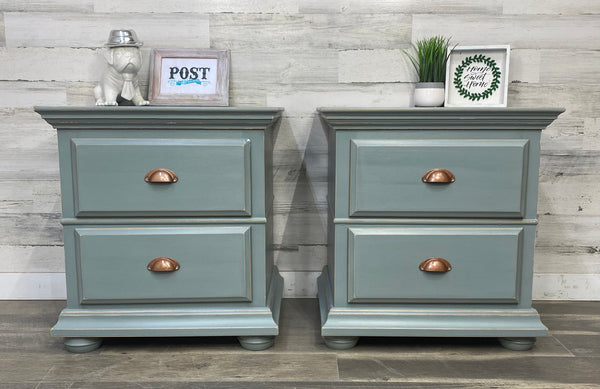 Set Of Blue Gray Nightstands