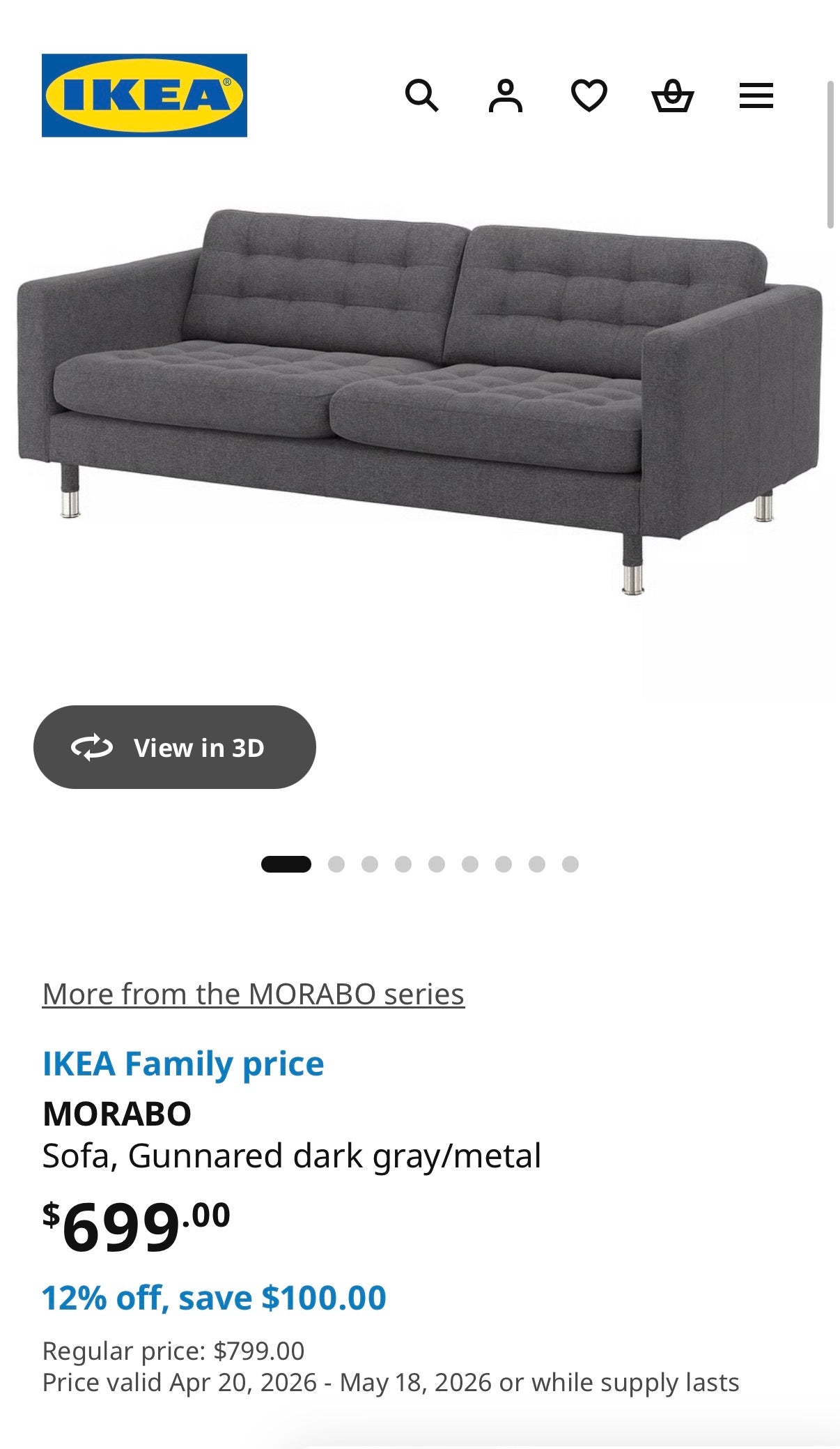 IKEA Modern Gray Couch