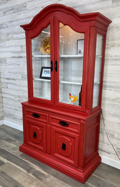 Farmhouse Red China Hutch