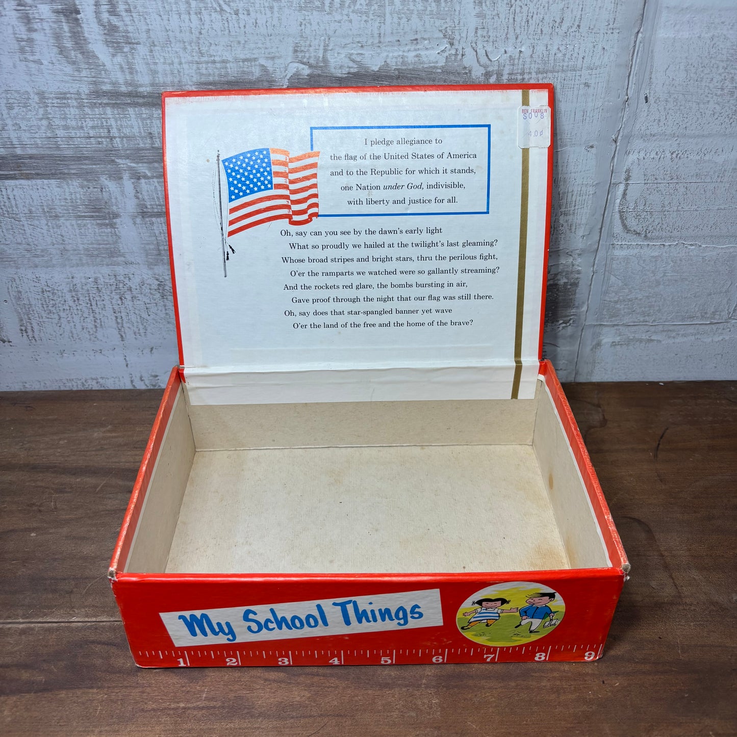 Vintage "My School Box" Orange Pencil Box Collectible