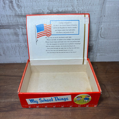 Vintage "My School Box" Orange Pencil Box Collectible