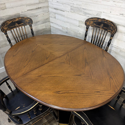 Antique Black Dining Set Table & 4 Chairs