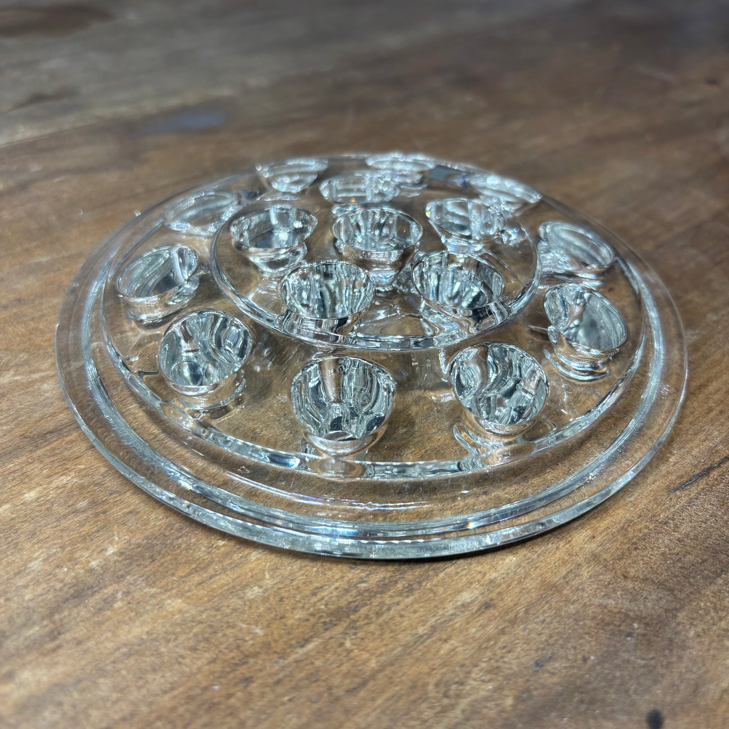 Vintage Glass Flower Frog 16 Holes