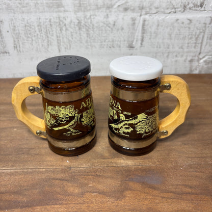 Vintage Amber Glass Arizona Souvenir Salt & Pepper Shakers