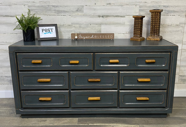 Dark Gray Dresser W/ Wood Handles