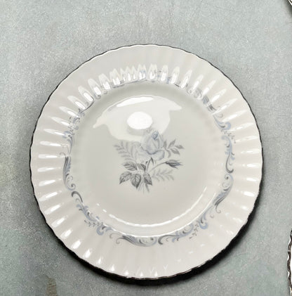 Vintage Paragon “Morning Rose” Silver Rim Dinner Dish Set Of 7