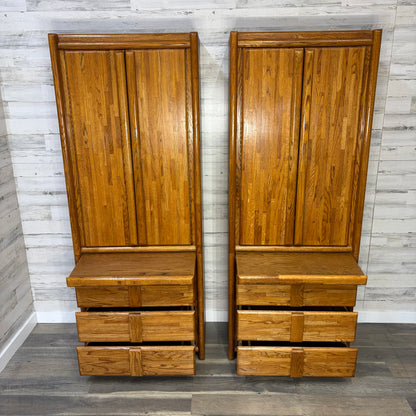 Oak Armoire Wardrobe Set Of 2