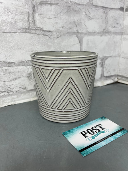 Gray Geometric Pot