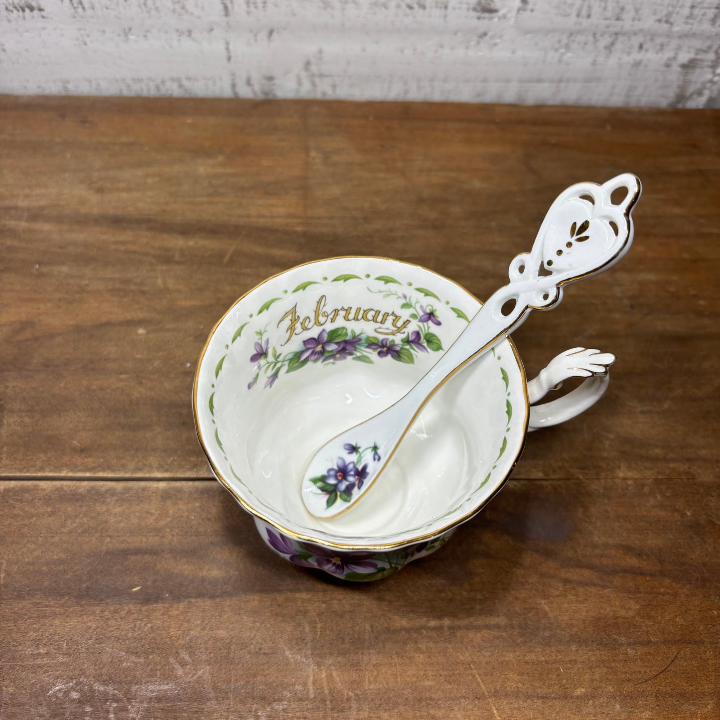 Vintage Royal Albert Tea Cup February Violet Table