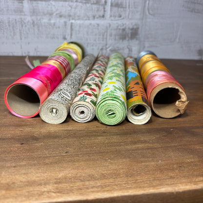 Vintage Wrapping Paper & Ribbon Bundle