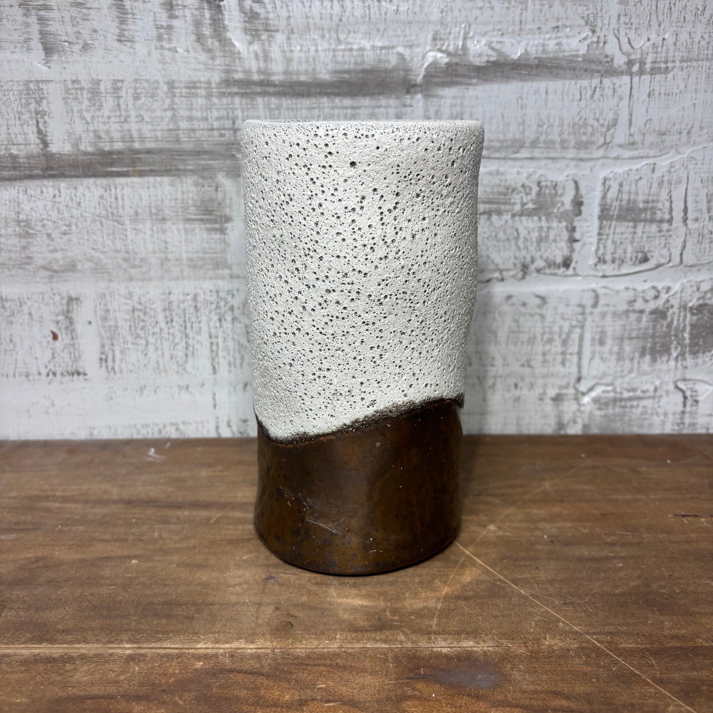 Tall Texture Ceramic Bronze Two Tone Candle Holder