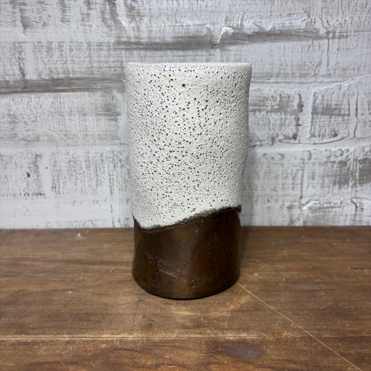 Tall Texture Ceramic Bronze Two Tone Candle Holder