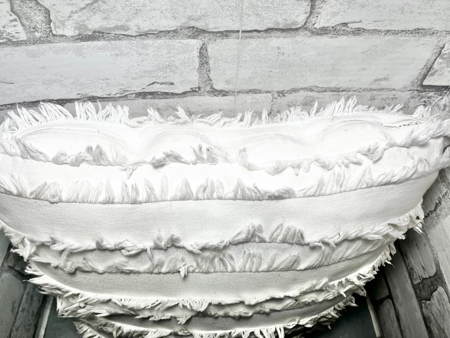 White Fringed Pillow