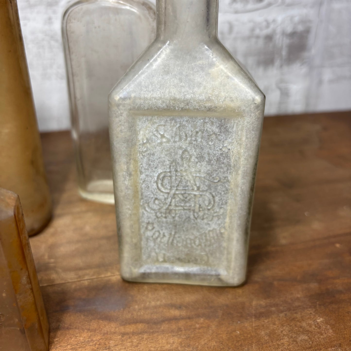 Antique Glass Bottles Set of 5 #1 Vintage Advertisement